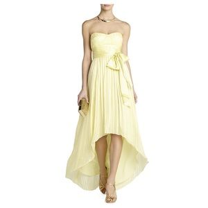 BCBG yellow Alicia silk sash gown